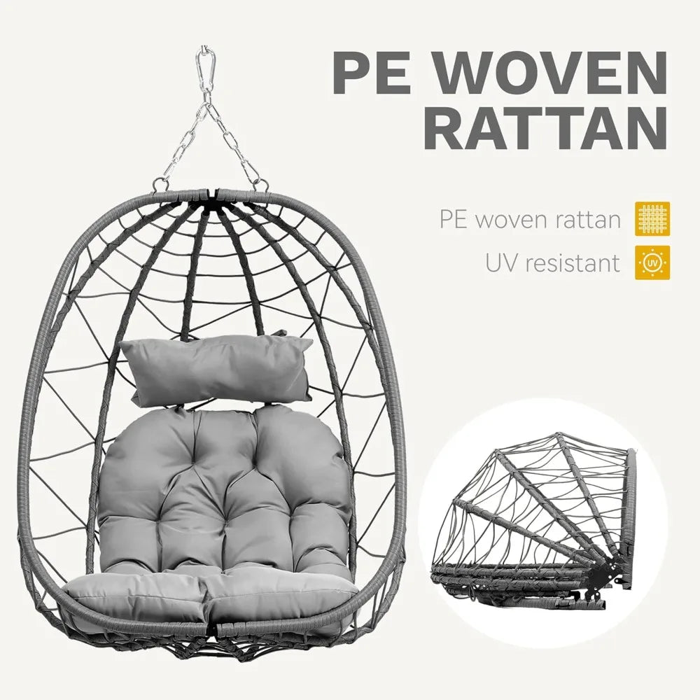 Wicker Hanging Egg Chair with Stand