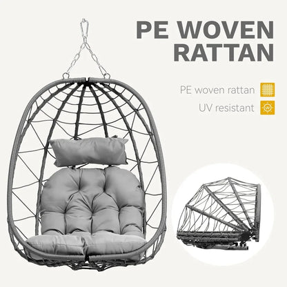 Wicker Hanging Egg Chair with Stand