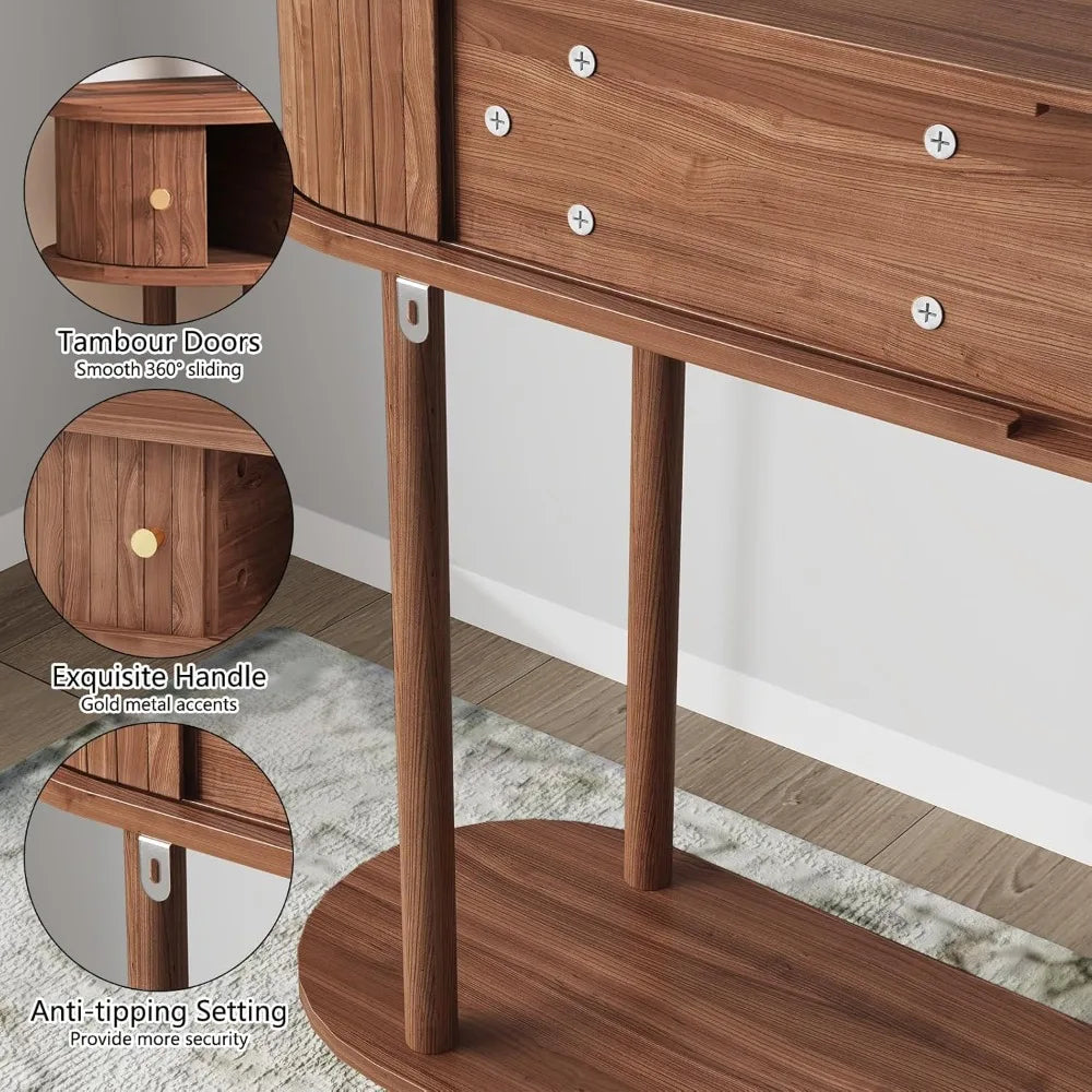 Modern Fluted Console with Tambour Storage