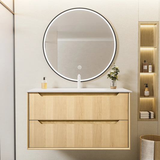 40" Floating Oak Bathroom Vanity with Sink