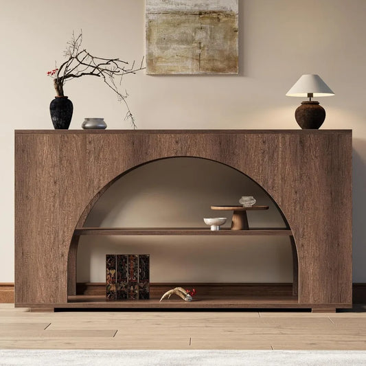 Arched 3-Tier Console Table with Open Shelving