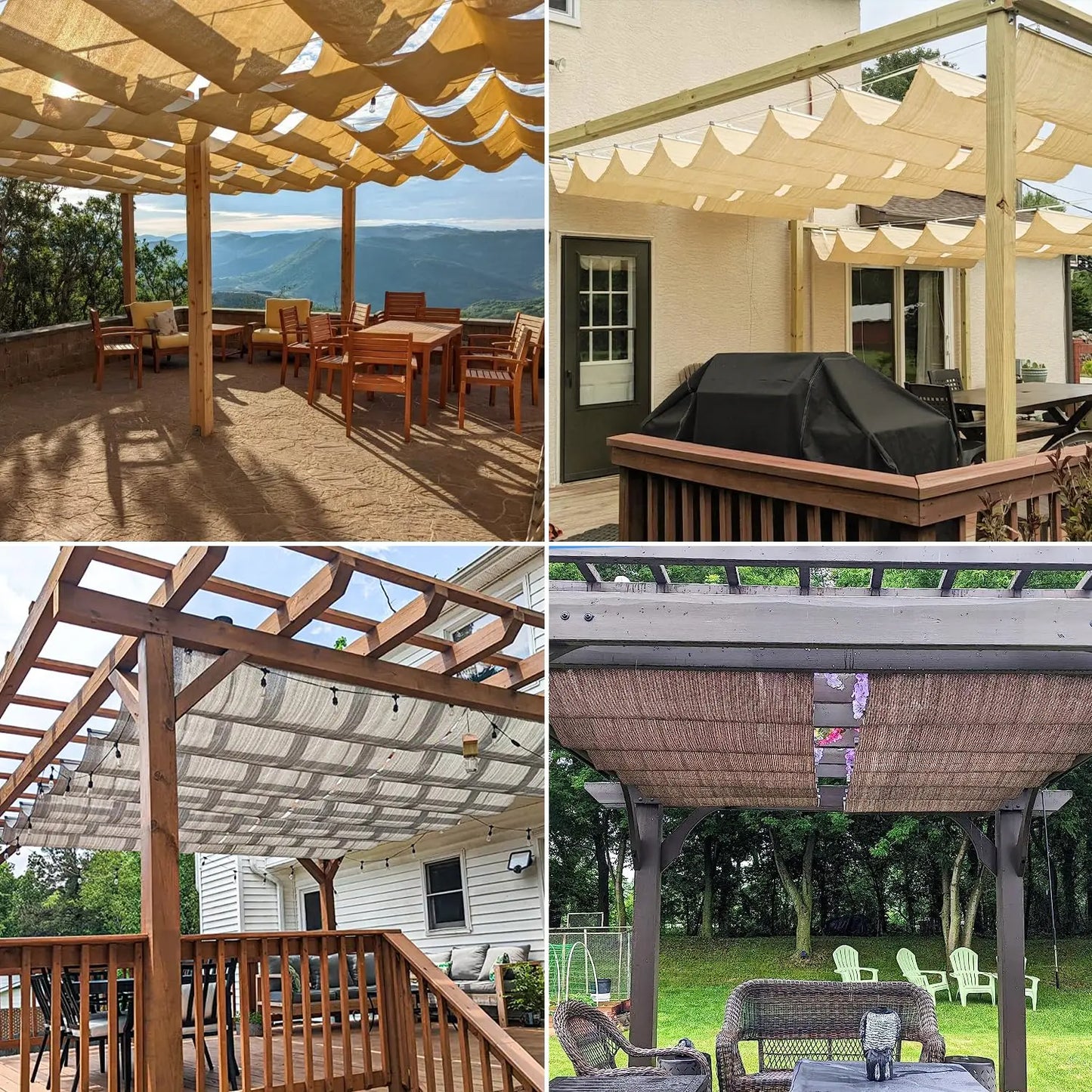 Retractable Pergola Shade Canopy (7' x 28')