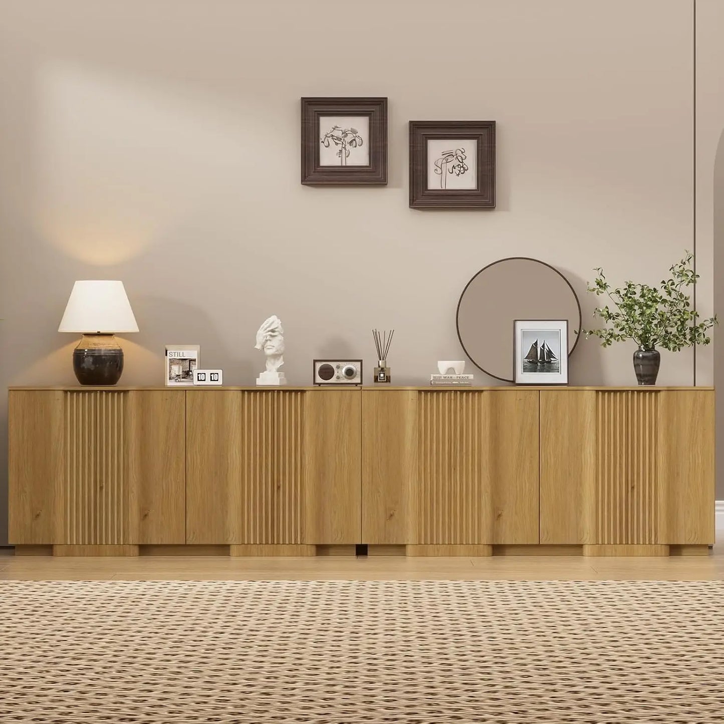 Modern Fluted Sideboard Storage Cabinet