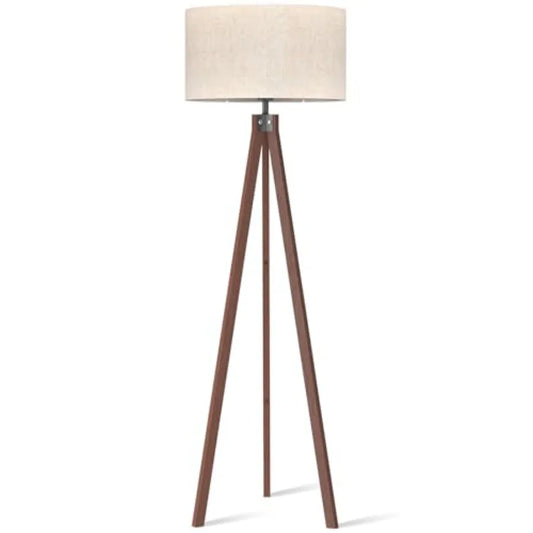 Mid-Century Wood Tripod Floor Lamp