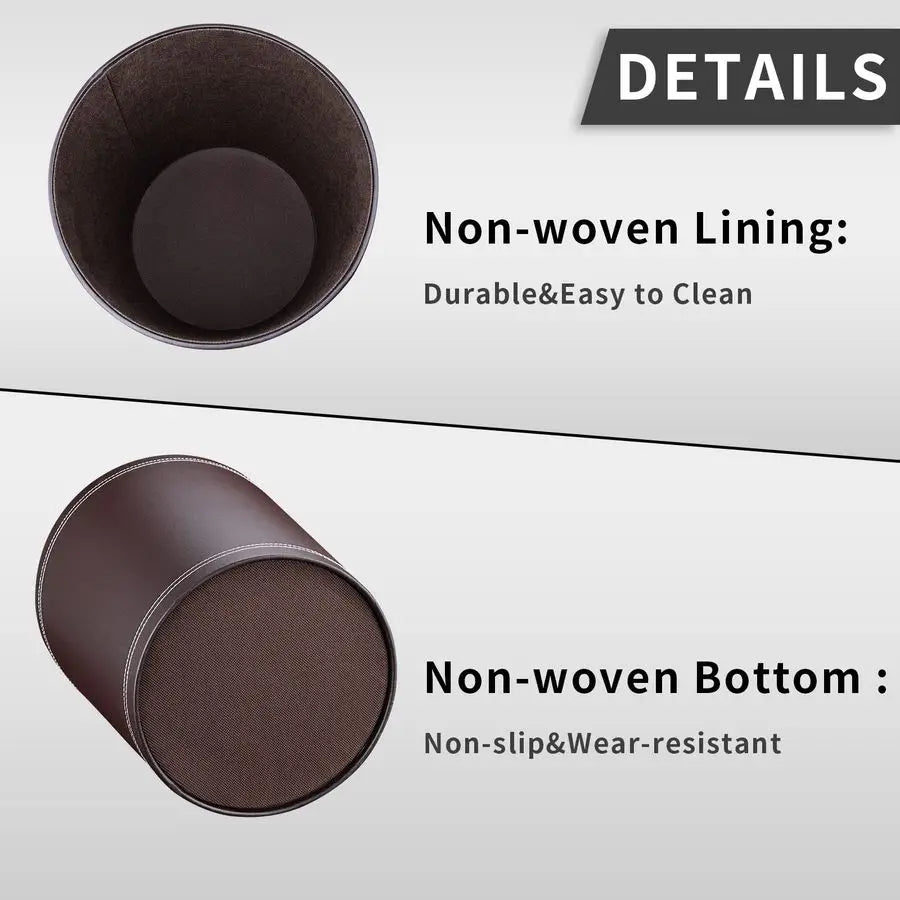 Modern Leather Round Waste Basket