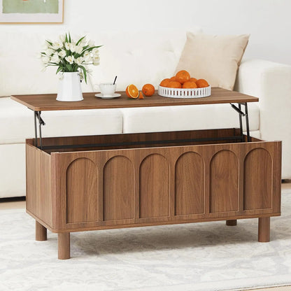 Arched Lift-Top Coffee Table with Hidden Storage