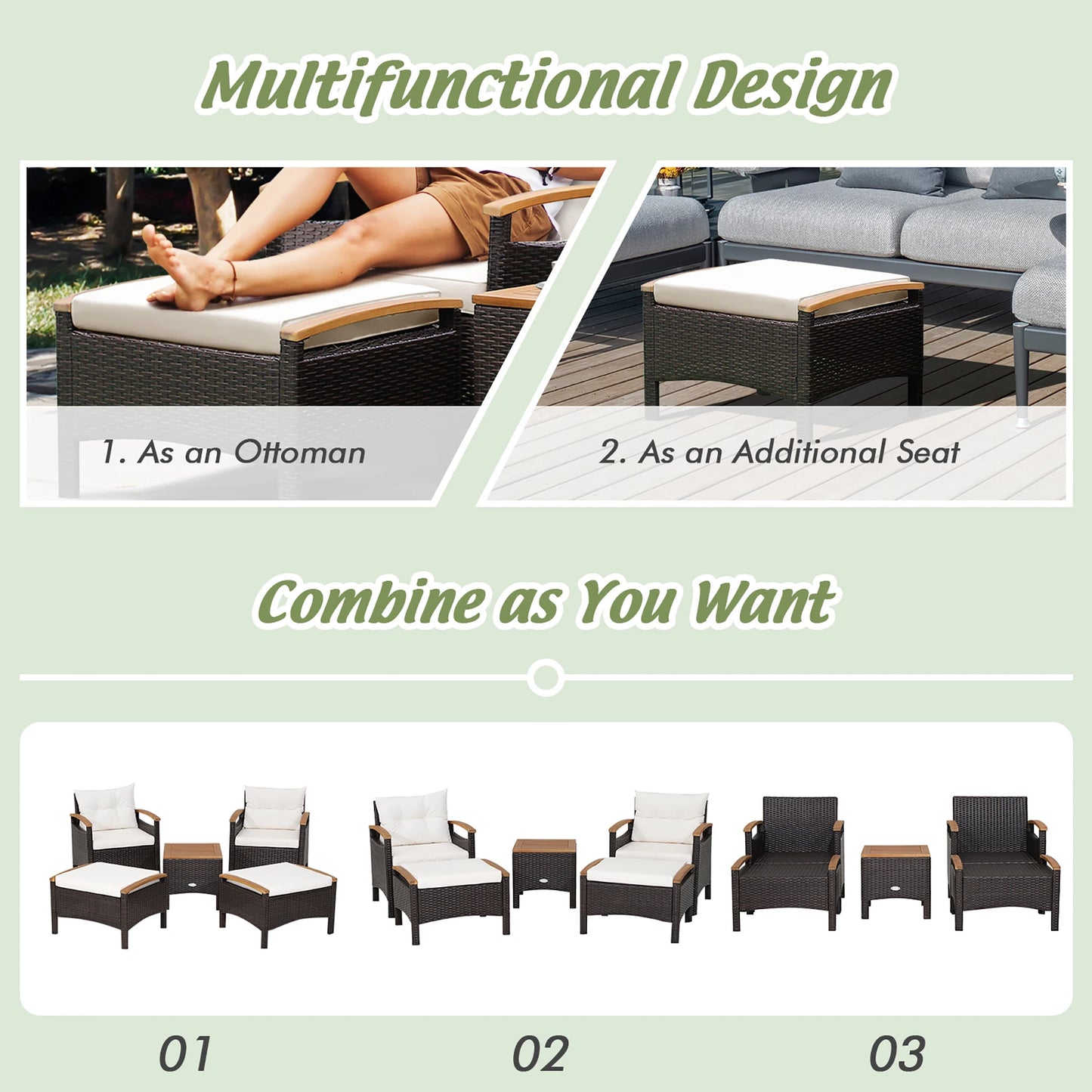 5-Piece Acacia Patio Conversation Set