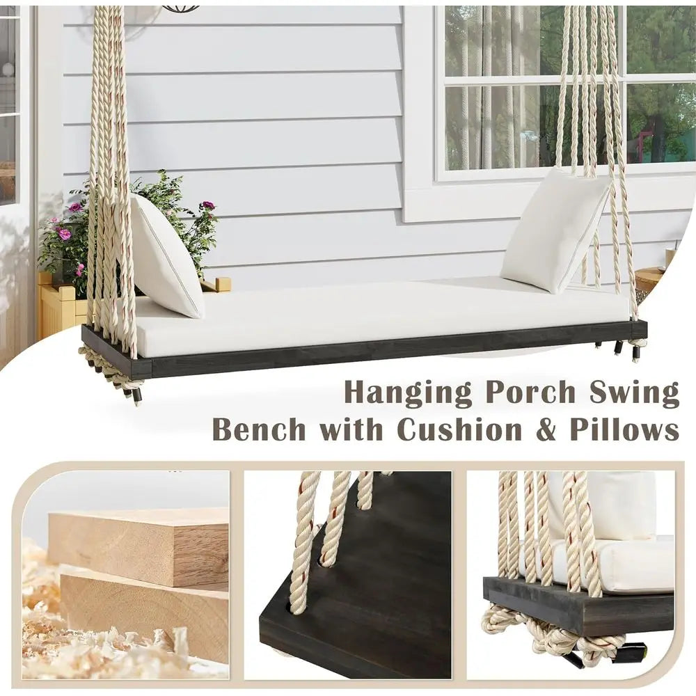 Acacia Wood Porch Swing Bed