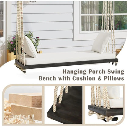 Acacia Wood Porch Swing Bed