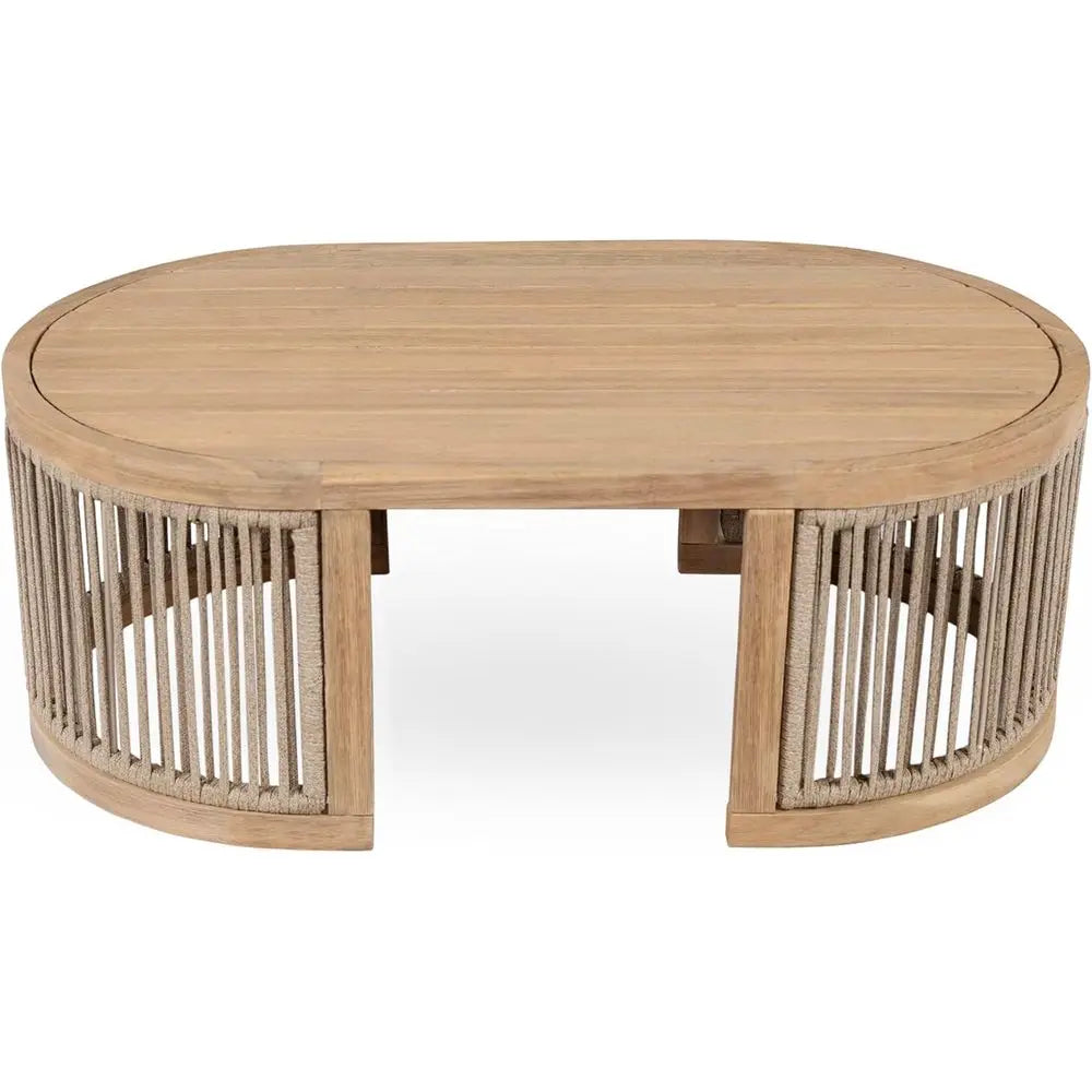 Outdoor Acacia Wood Coffee Table with Woven Detail
