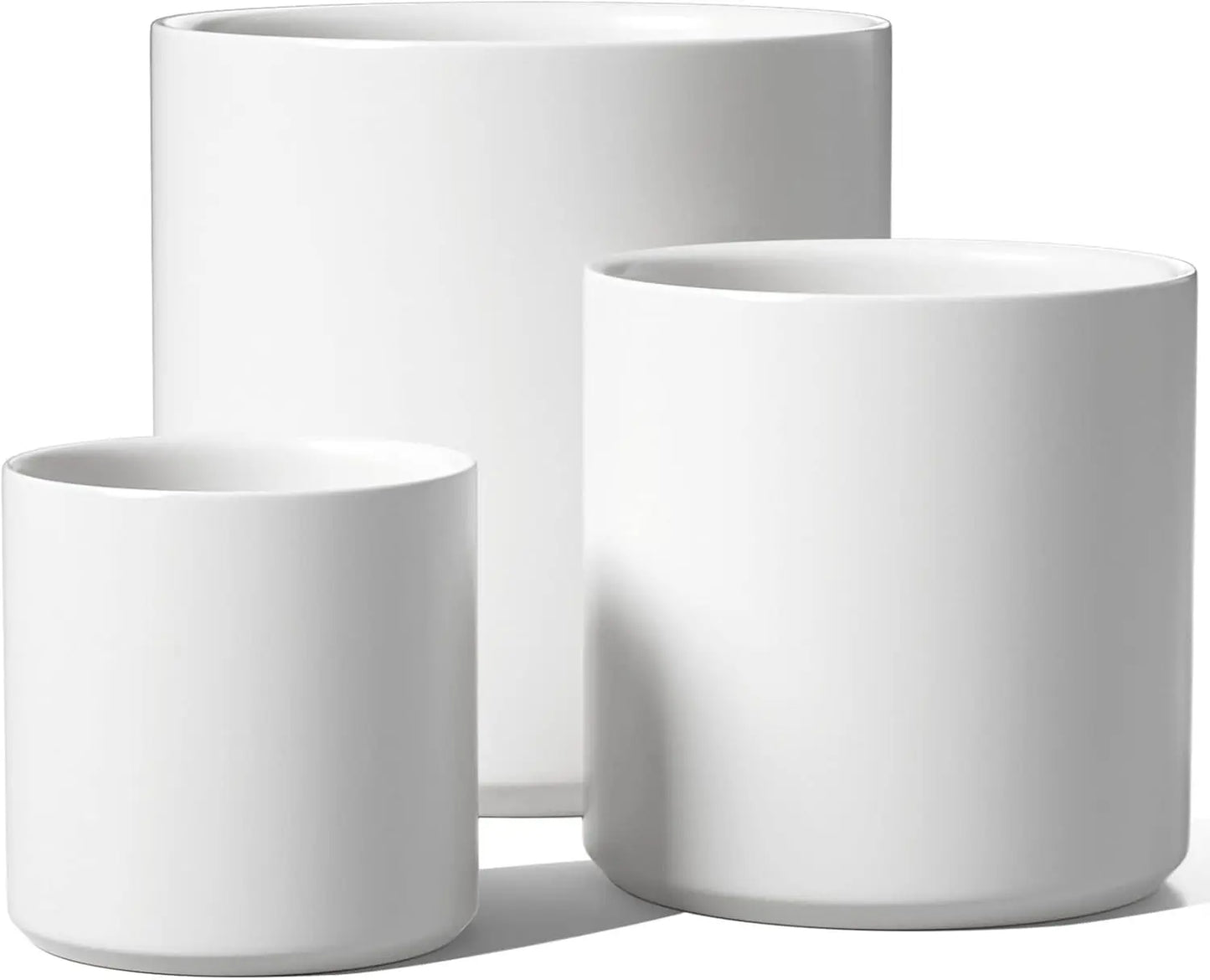 Modern White Ceramic Planter Set Trio
