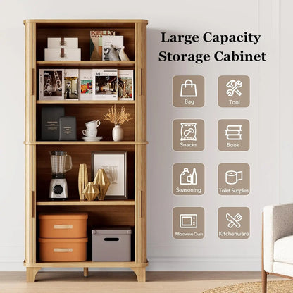 Tall Storage Cabinet with Sliding Door and Shelves
