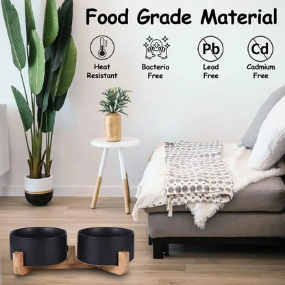Modern Black Ceramic Pet Bowl Set
