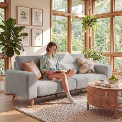 Modern Corduroy Upholstered Loveseat