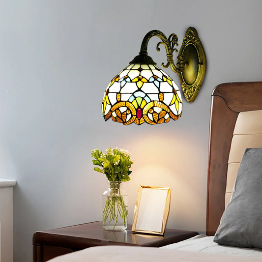 Vintage Baroque Wall Mount Lamp with Glass Sconce