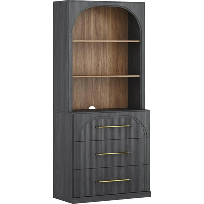 Arched Storage Cabinet with Drawers and Shelving