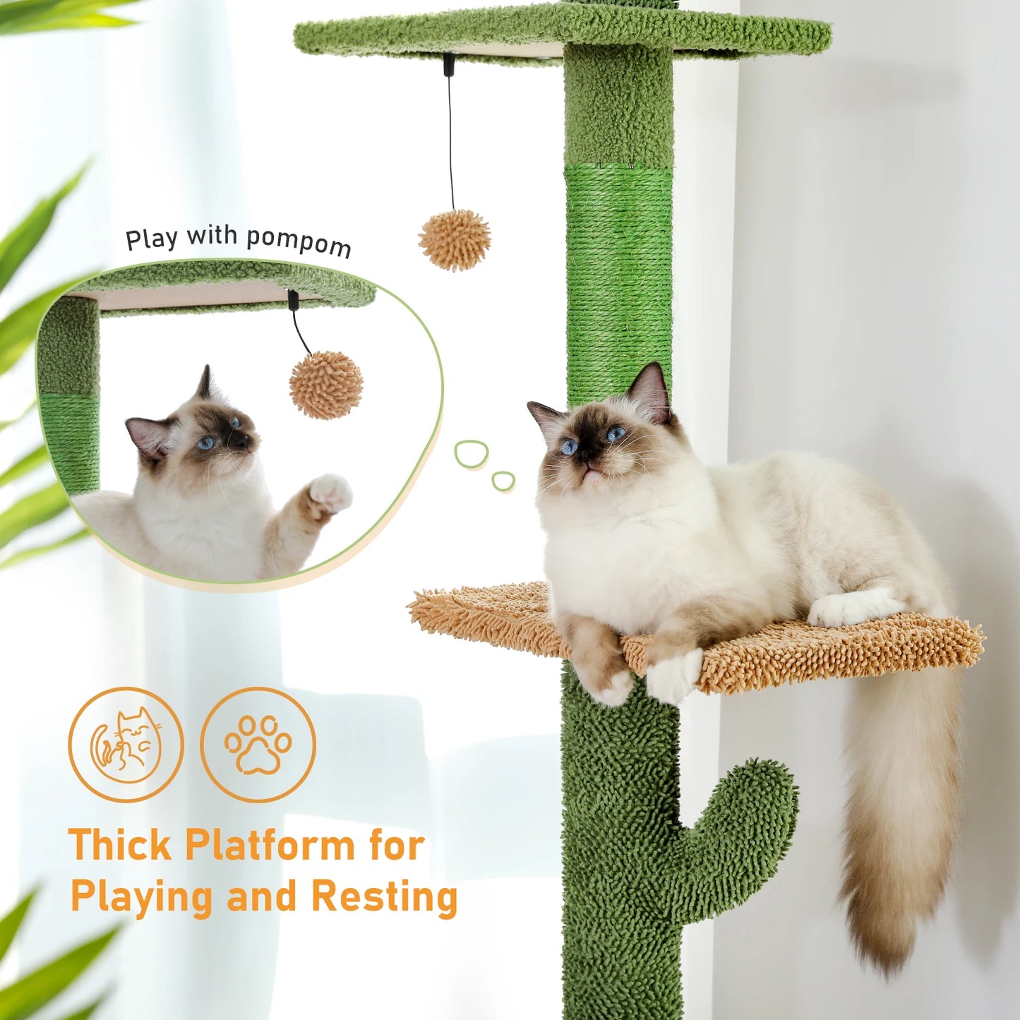 Floor-to-Ceiling Adjustable Cactus Cat Tower
