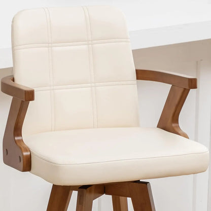 Retro Walnut Swivel Bar Stools With Bentwood Design