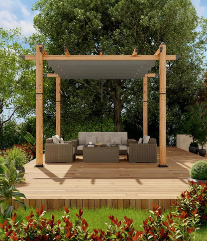 10x10 Aluminum Pergola with Retractable Canopy