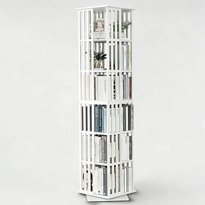 Rotating Bamboo Bookshelf with Space-Saving Tower Design