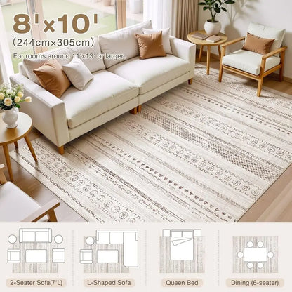 Trendy Boho Geometric Washable Area Rug