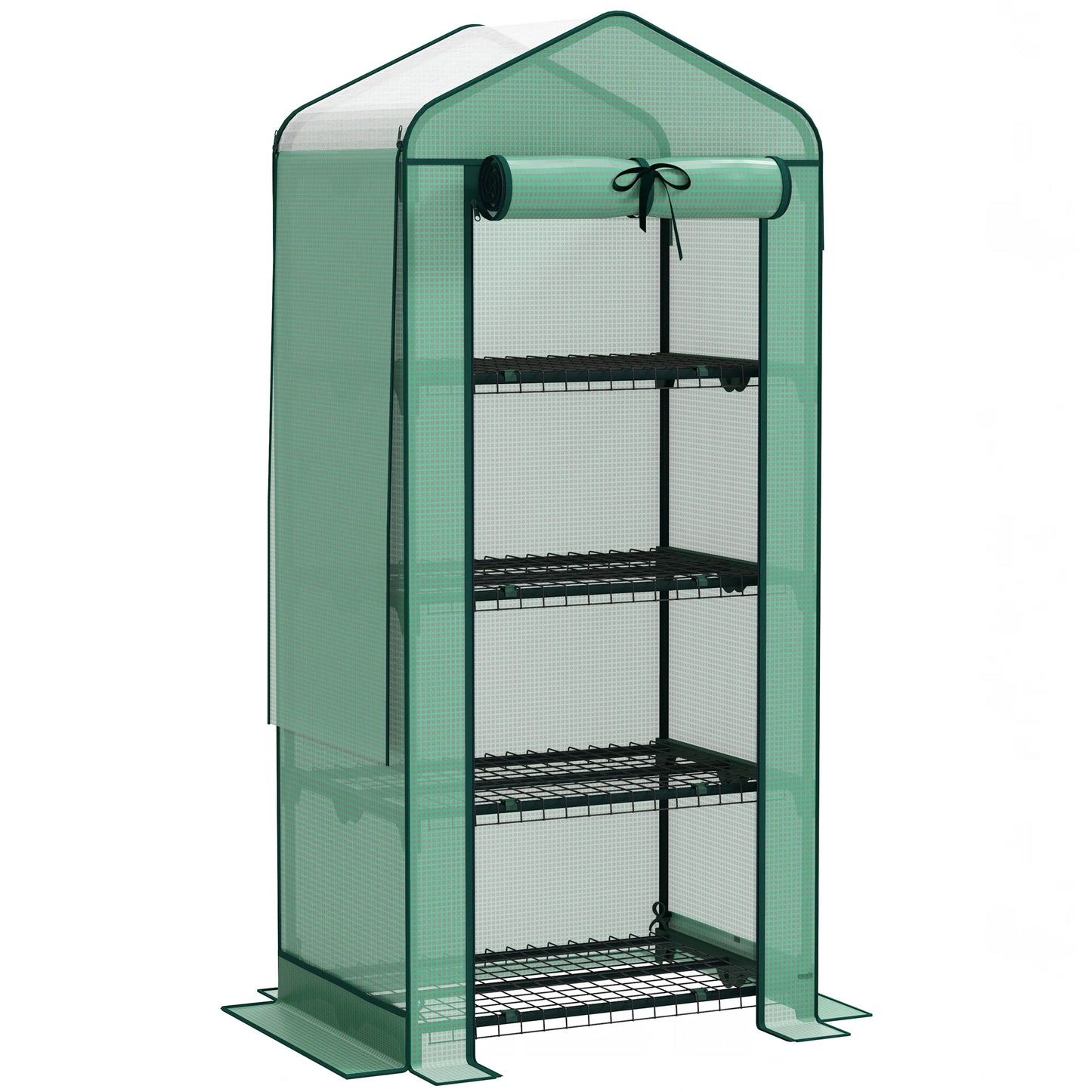 4-Tier Portable Greenhouse with Ventilated Mesh Roof