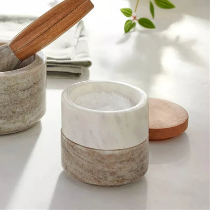 Marble Salt Cellar Set With Stackable Design