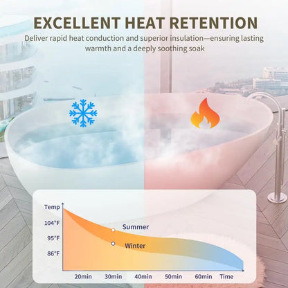 59” Glossy White Solid Surface Freestanding Soaking Tub