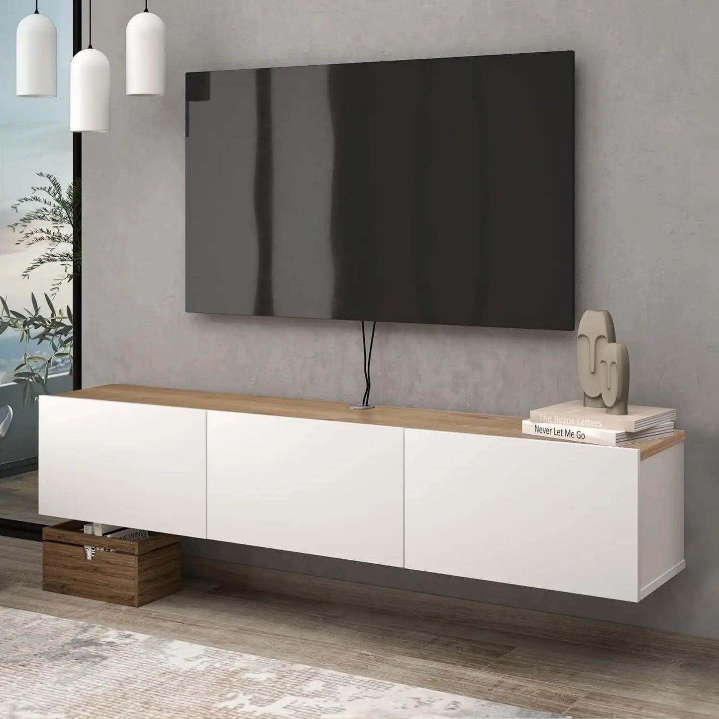 Floating TV Stand with Wall Mounted Storage