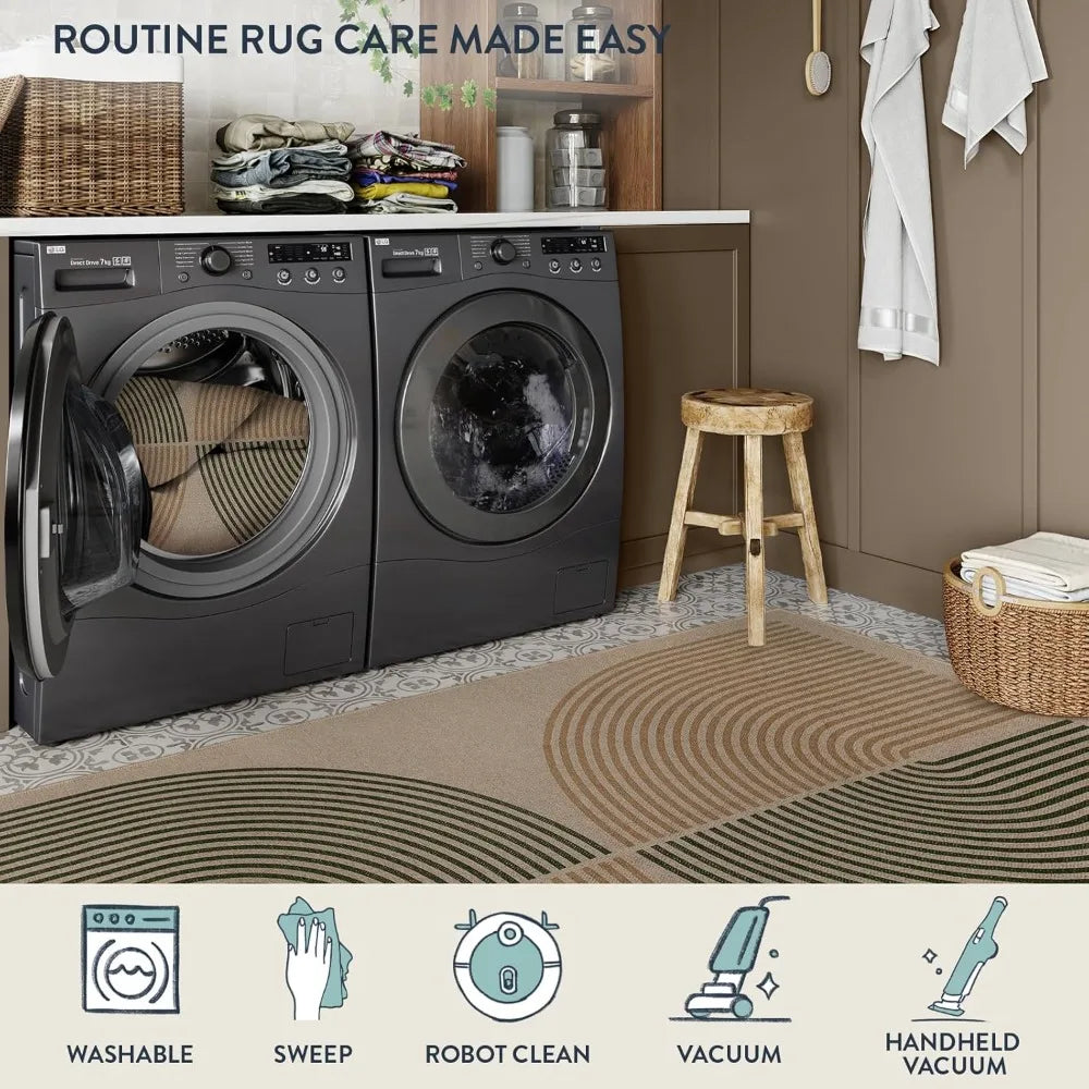 Modern Geometric Runner Rug With Jute-Inspired Texture