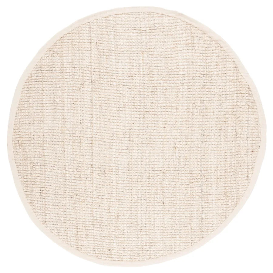 Ivory Round Scandinavian Area Rug, 4'
