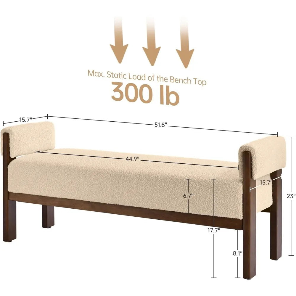 Upholstered Bedroom Bench with Timeless Elegant Design