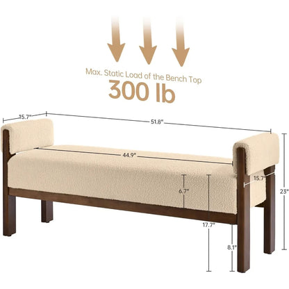 Upholstered Bedroom Bench with Timeless Elegant Design