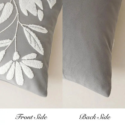 Embroidered Velvet Lumbar Pillow Cover With Soft Texture