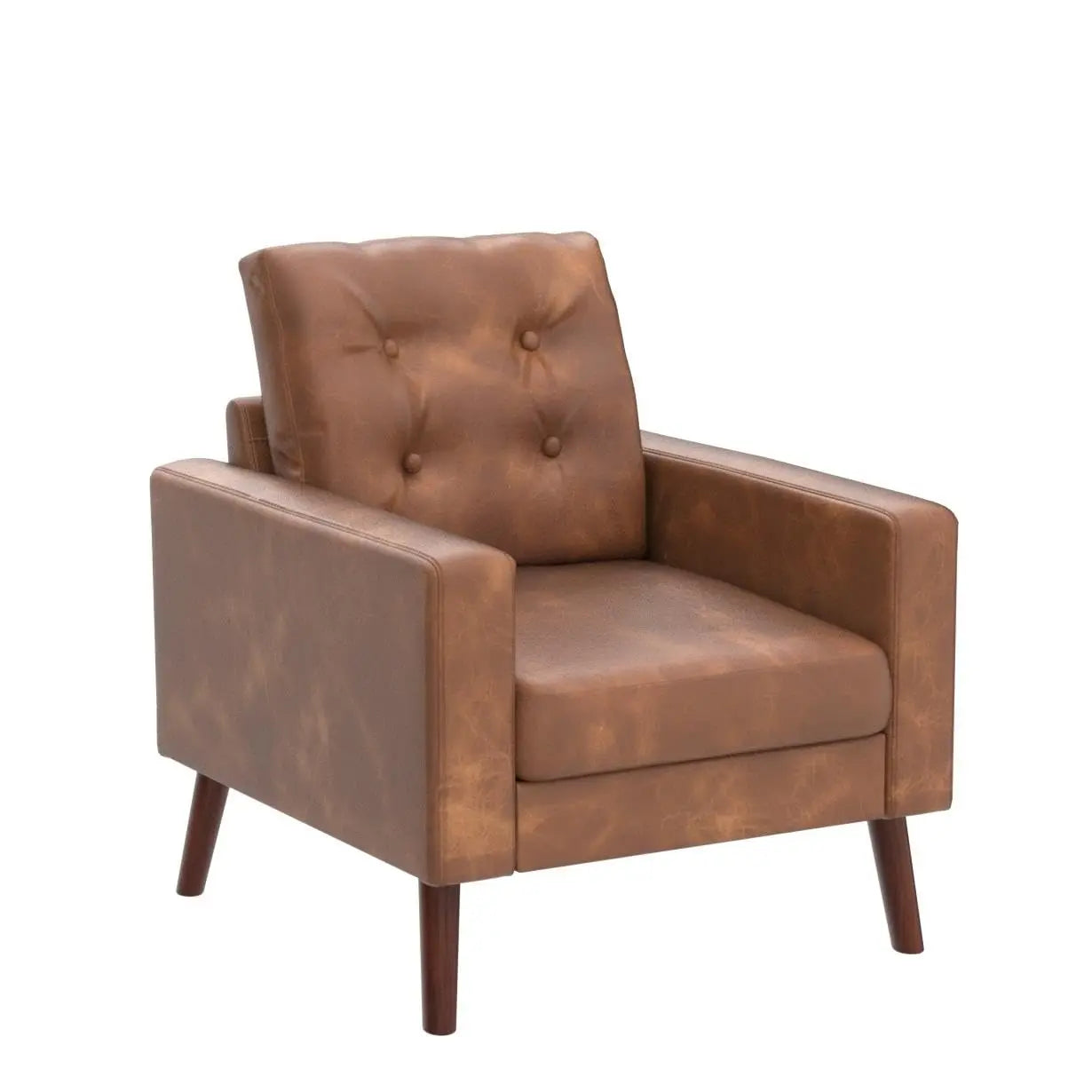 Tufted PU Leather Accent Club Chair - Set of 2