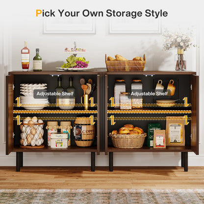 Modern Sideboard Buffet Cabinet with Adjustable Storage (Set of 2)