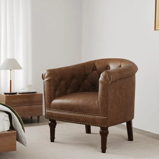 Barrel Accent Chair with Nailhead Trim