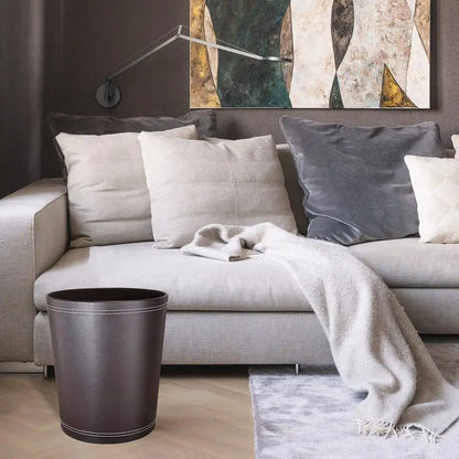 Modern Leather Round Waste Basket
