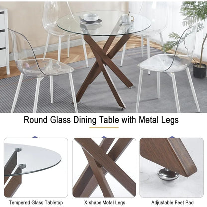 Round Tempered Glass Dining Table