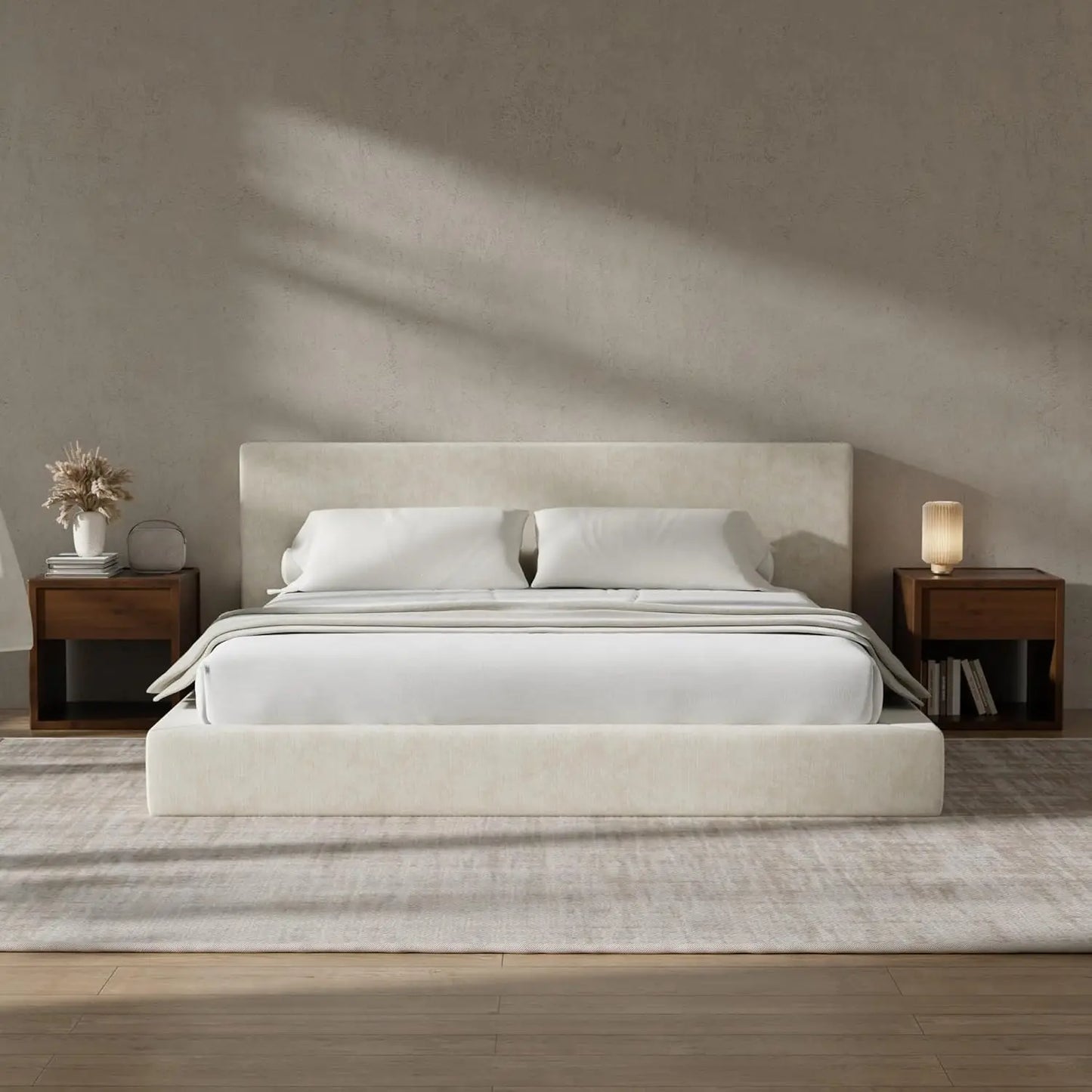 Cloud Upholstered Platform Bed Frame With Foam Edge Design