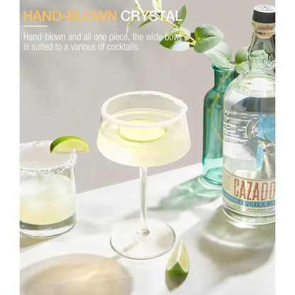 Hand-Blown Crystal Martini Coupe Set of 4