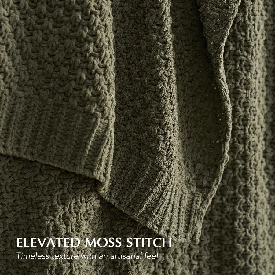 Moss Stitch Chenille Knit Throw Blanket