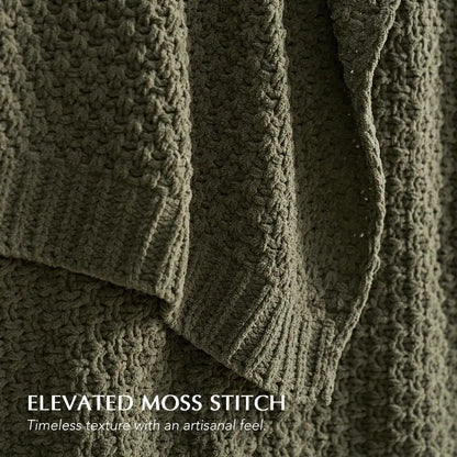 Moss Stitch Chenille Knit Throw Blanket