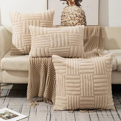 Boho Faux Fur Plush Throw Pillow Cover