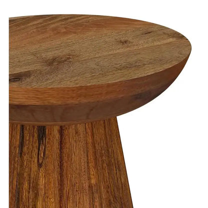Mango Wood Side Table with Sculptural Pedestal Base