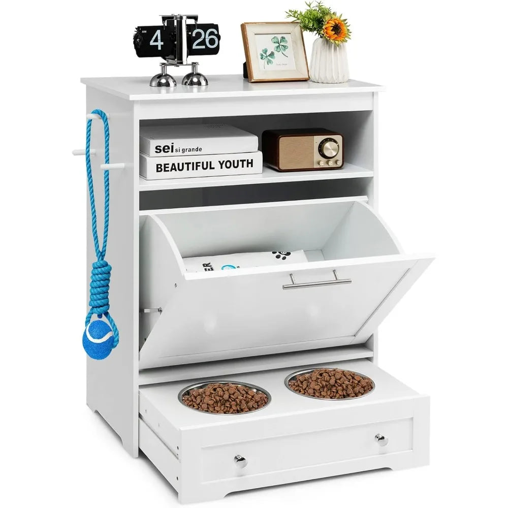 Hidden Dog Feeder Station with Storage