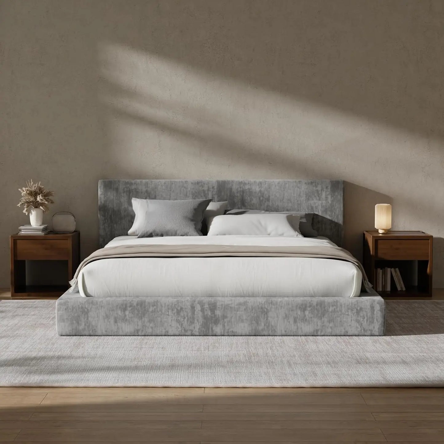 Cloud Upholstered Platform Bed Frame With Foam Edge Design