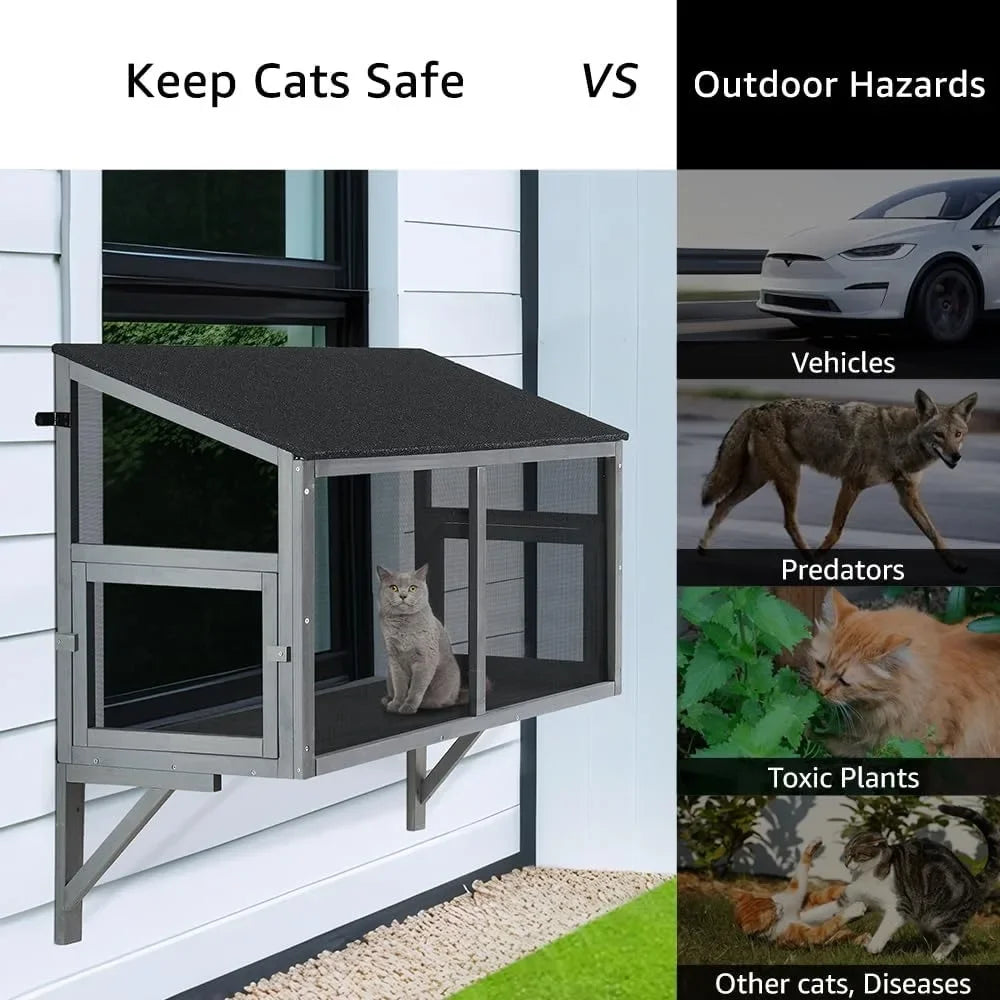 Window Cat Catio Enclosure for Safe Outdoor Viewing