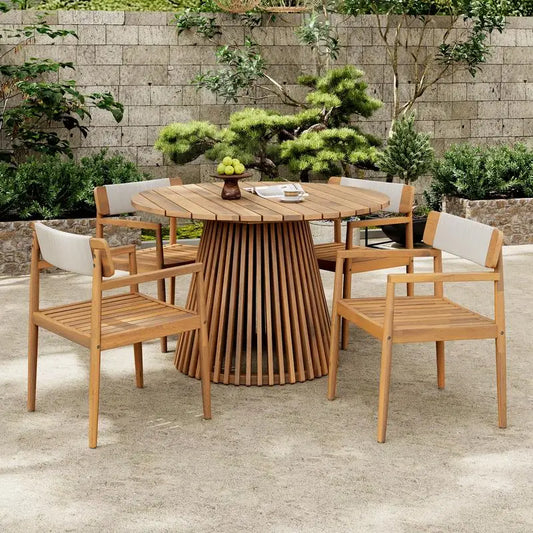 Teak-Look Acacia & Rope Patio Dining Set