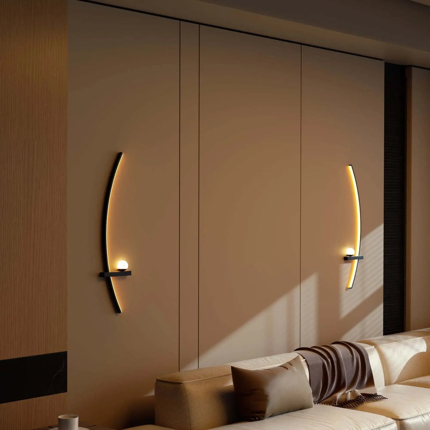 Modern Arc Wall Lamp Set of 2 with Dimmable LED Lighting